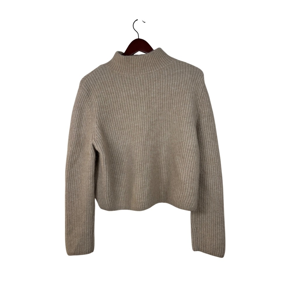 & Other Stories Sweater‎ Womens S Beige Alpaca Wool Blend Ribbed Mock Neck Crop
